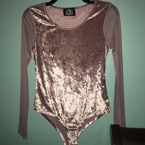 Pink Velvet body suit